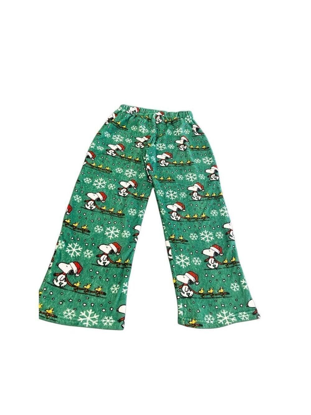Peanuts Christmas Snoopy Holiday Green Lounge Pants Pajama Pants L